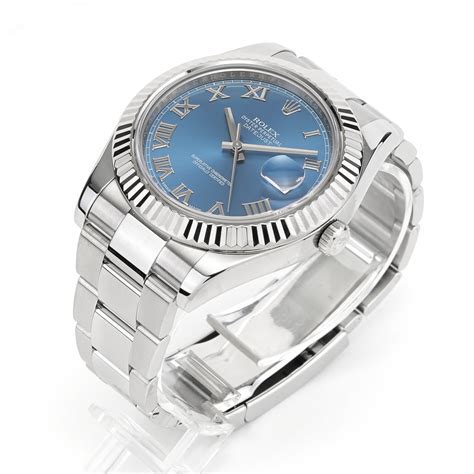 rolex datejust ii blue roman dial|rolex datejust 41 blue diamond.